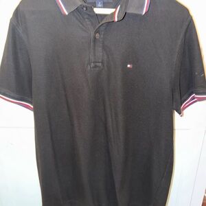 Tommy Hilfiger Black Polo with Red White Blue Trim